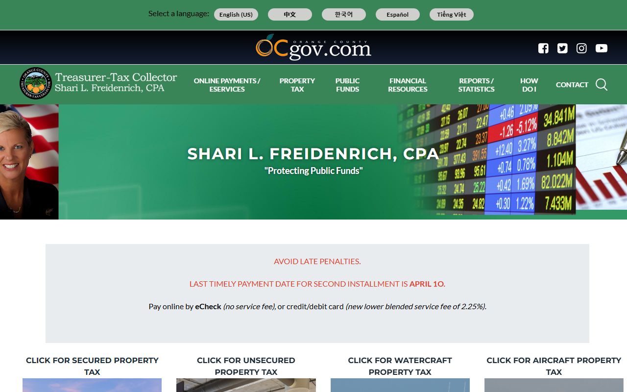 Orange County property tax bill search and payment portal